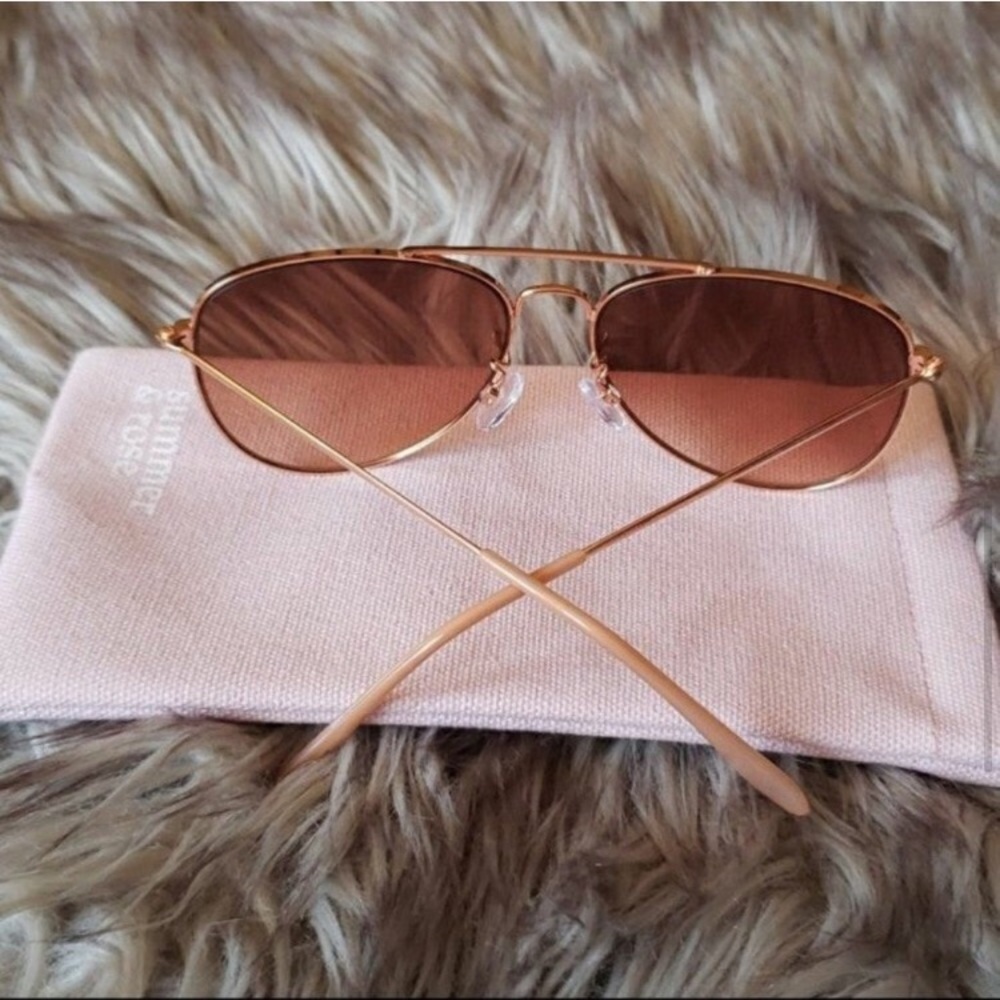 NWT Summer & Rose Kay Aviator Sunglasses Rosegold - Picture 2 of 7